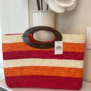 New never used summer beach straw tote bag